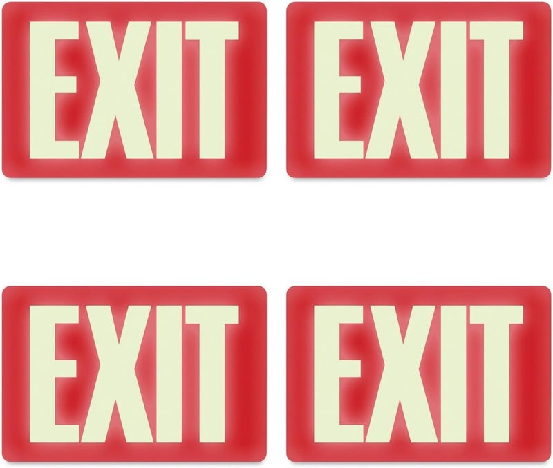 Sign 4792 Glow-in-The-Dark Exit Sign, 8 Inches by 12 Inches, 4 Packs