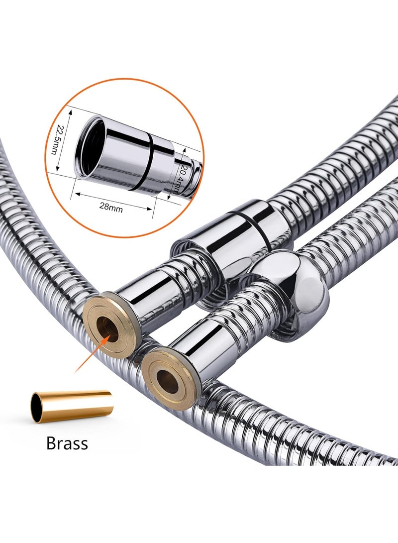 Shower Hose 1.7m, Ibergrif Stainless Steel Shower Pipe Anti Twist, Anti-Kink, Leakproof Universal Standard Fit G1/2 Replacement Hose with Brass Connectors and Washers, Chrome -Silver - Image 4