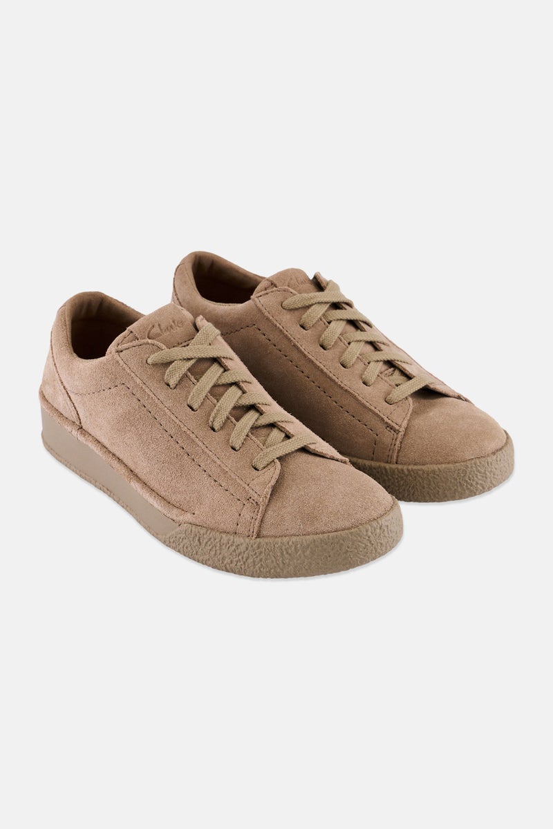 clarks Women Lace Up Sneakers, Dark Beige - Image 1