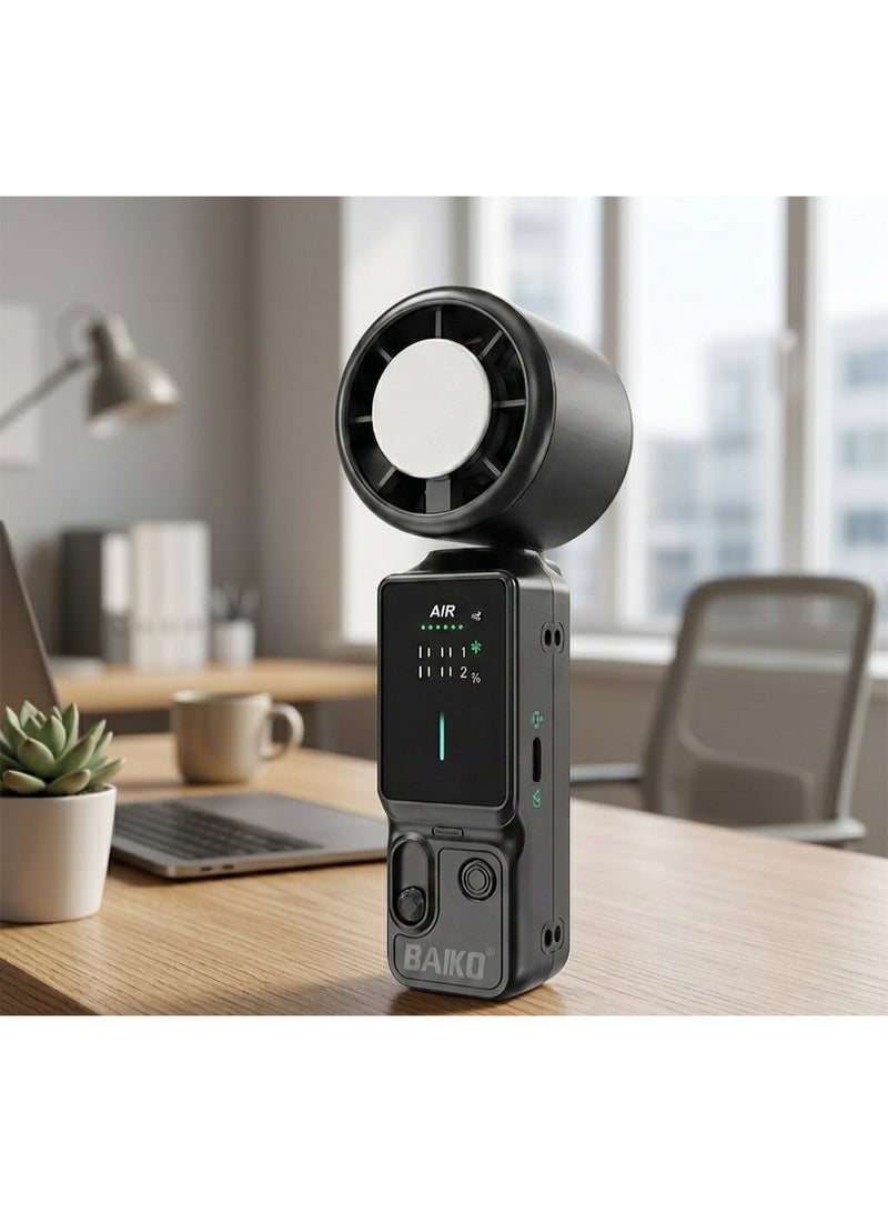 BAIKO SS039 Portable Foldable Mini Handheld Fan with LED Digital Display, Type-C Charging, 3000mAh Battery, High-Speed Cooling Fan for Office, Travel, Camping & Home - Image 1