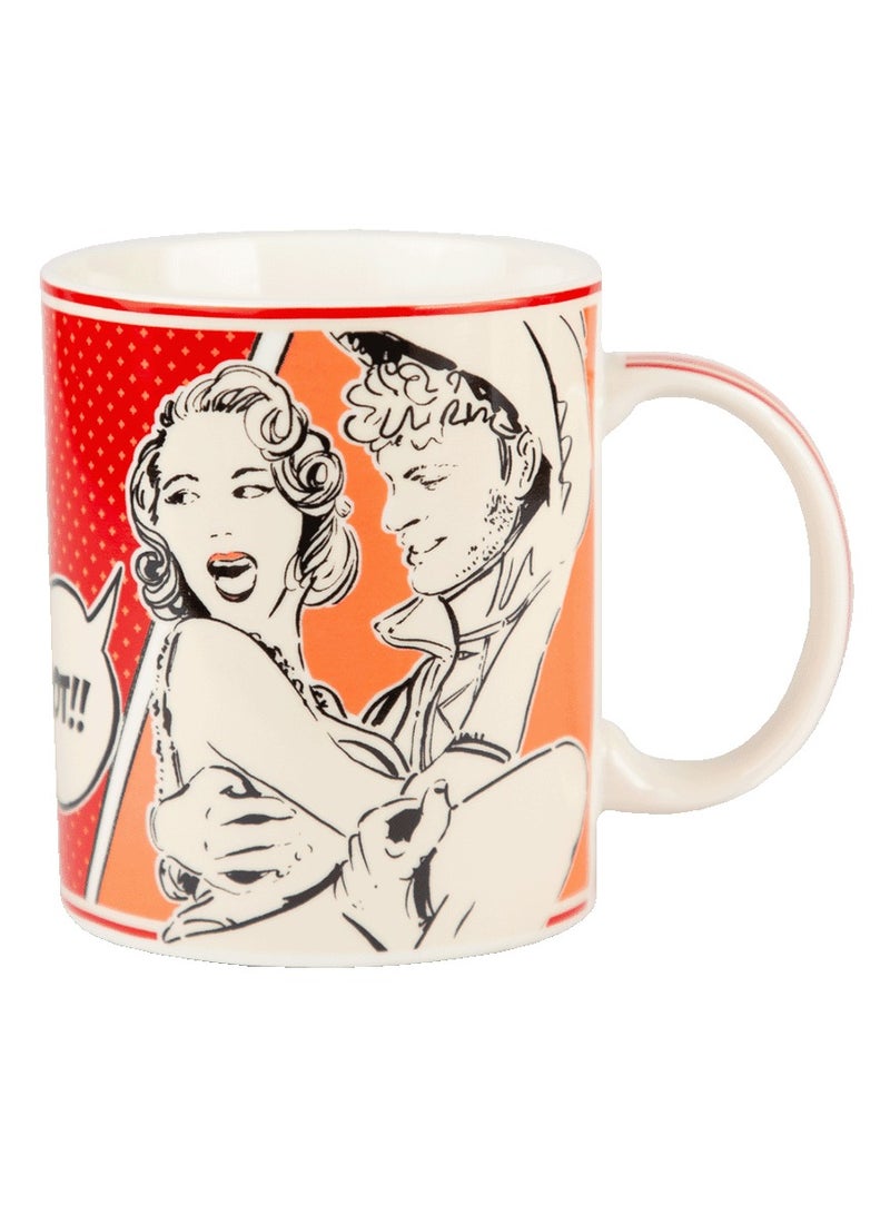 Baci milano Mug 8x10 cm – Porcelain – “Pizza Fun” Red Pop Art Design – Unique Comic Coffee Mug for Daily Use or Gift  - Image 1