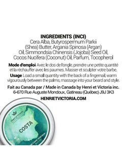 Henri et Victoria Beard Balm For Men - Moisturizing, Non-Greasy Beard Softener, Soothes And Nourish Beard And Skin, Prevents Dryness, Flaking, Dandruff, Skin Irritation, Ingrown Hairs, Handmade Beard Balm - Costa 56G  - Image 2