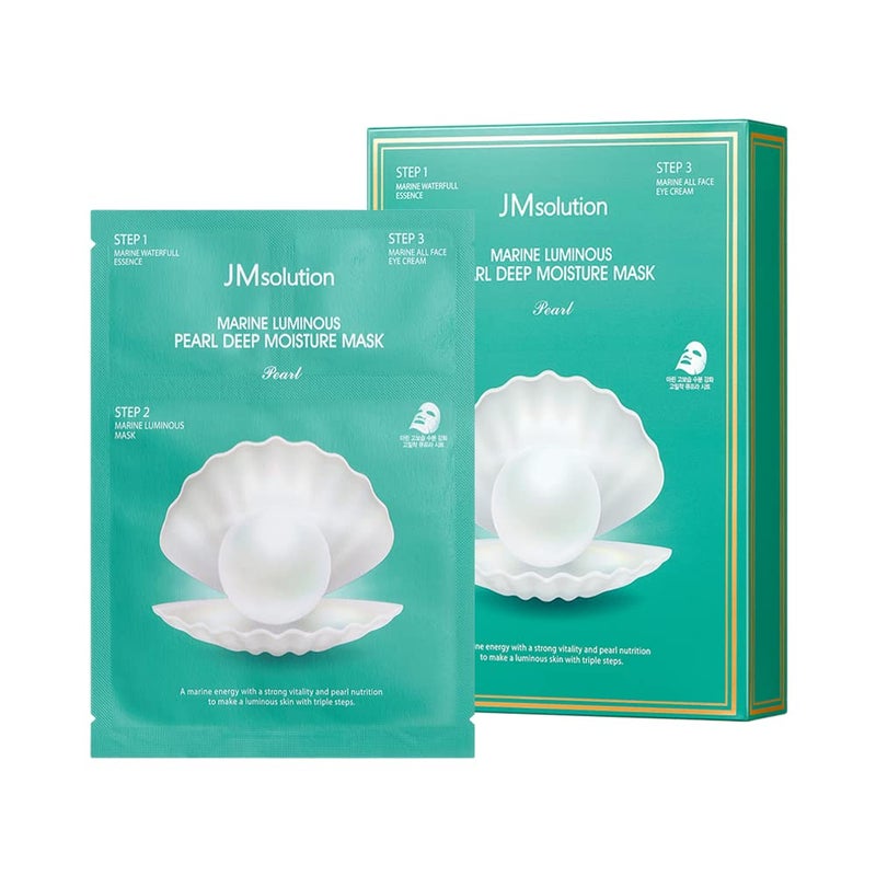 JMsolution Marine Luminous Pearl Deep Moisture 3 Step Skin Care Face Mask - Korean Skincare Facial Mask - boosting Brightening Moisturizing-10 Sheets for Dry Skin - Image 1