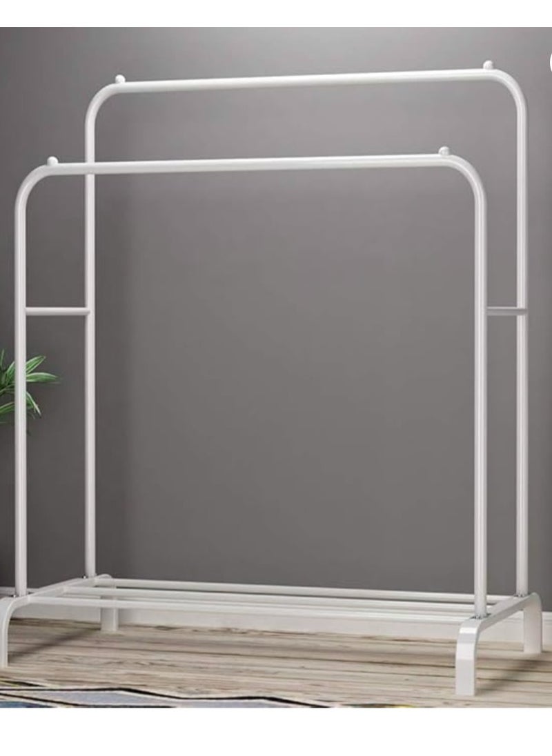 eBasket (2 pieces) double clothes organizer and holder for hanging clothes and all items, made of metal and painted with high-quality paint (white), size (110*40*150)  - Image 3