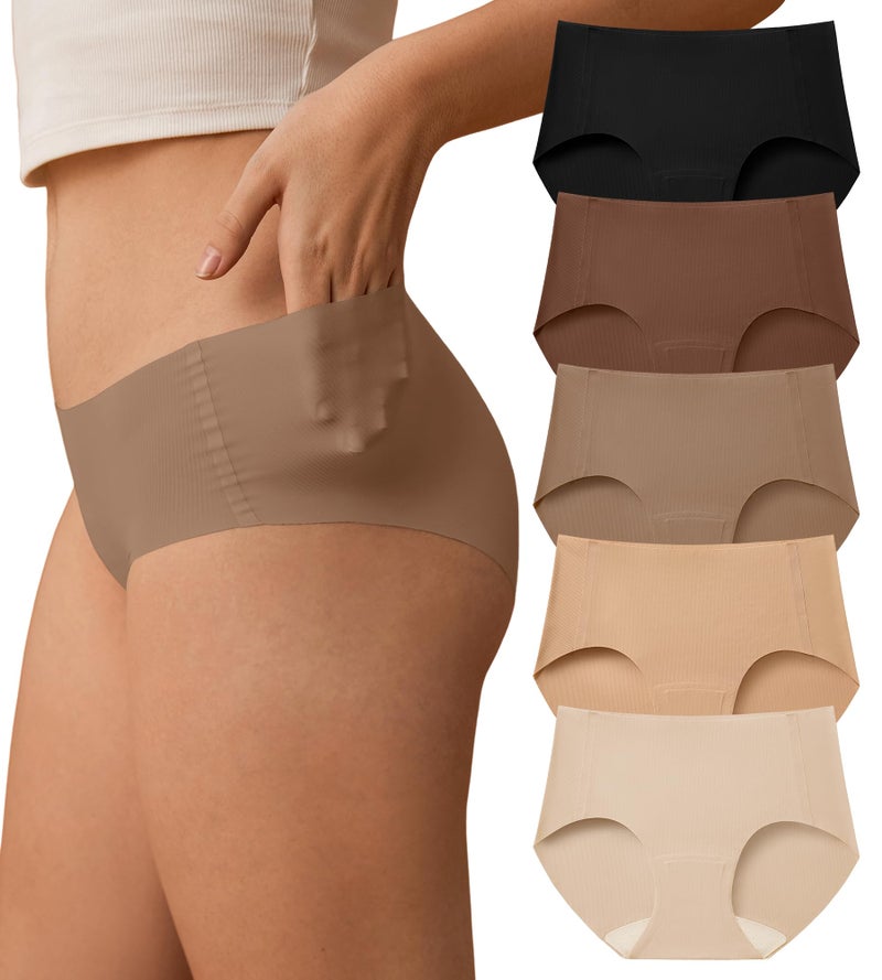 SHARICCA Womens Seamless Underwear No Show Hipster Panties Invisible Lightweight Nuage Bikinis Briefs Microfiber Packï¼Œ5P01,XS - Image 1