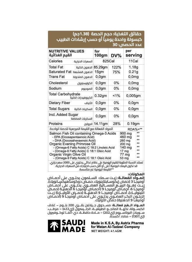Medudia Omega 3-6-9 by Medudia Rich in Essential Fatty Acids (EPA, DHA, Linoleic Acid & Oleic Acid ) 1.38 g,  30 Soft gel Capsules with Natural Mango Flavor. - Image 4
