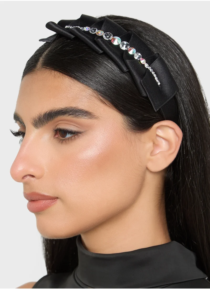 ELLA Embellished Pleated Headband