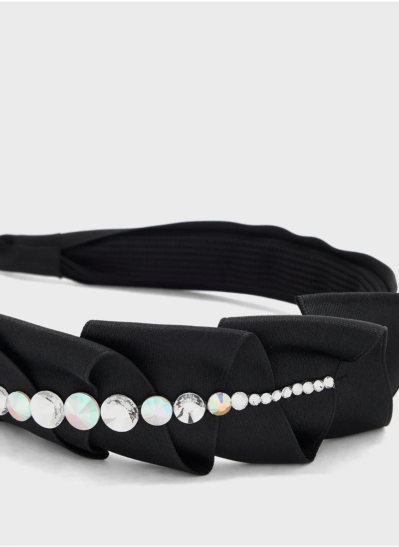 ELLA Embellished Pleated Headband