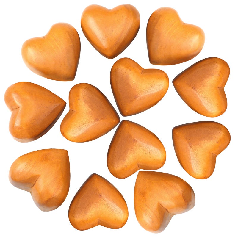 Henoyso 12 Pcs Valentine's Day Wood Heart Gifts Natural Wooden Heart Valentines Romantic Handmade Carved Hearts Wooden Sculpture Decor for Wedding Anniversary Birthday Engagement Decorative Gifts - Image 4