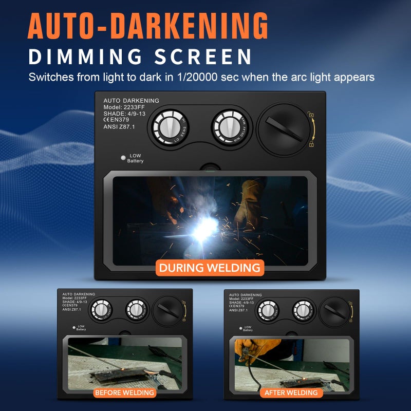TRQWH Welding Lens - Solar Auto Darkening Welding Helmet Lens True Color Technology with 2 Arc Sensor Ajustable Shade Range 4/9-13 Automatic LCD Lens Dimming Shade Filter 4.33x3.54in Auto Welding Lens - Image 4