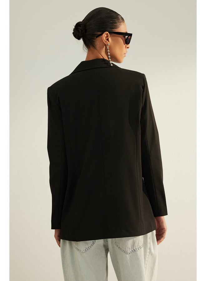trendyol Black Premium Regular Lined Woven Blazer Jacket TWOAW24BC00033 - Image 5