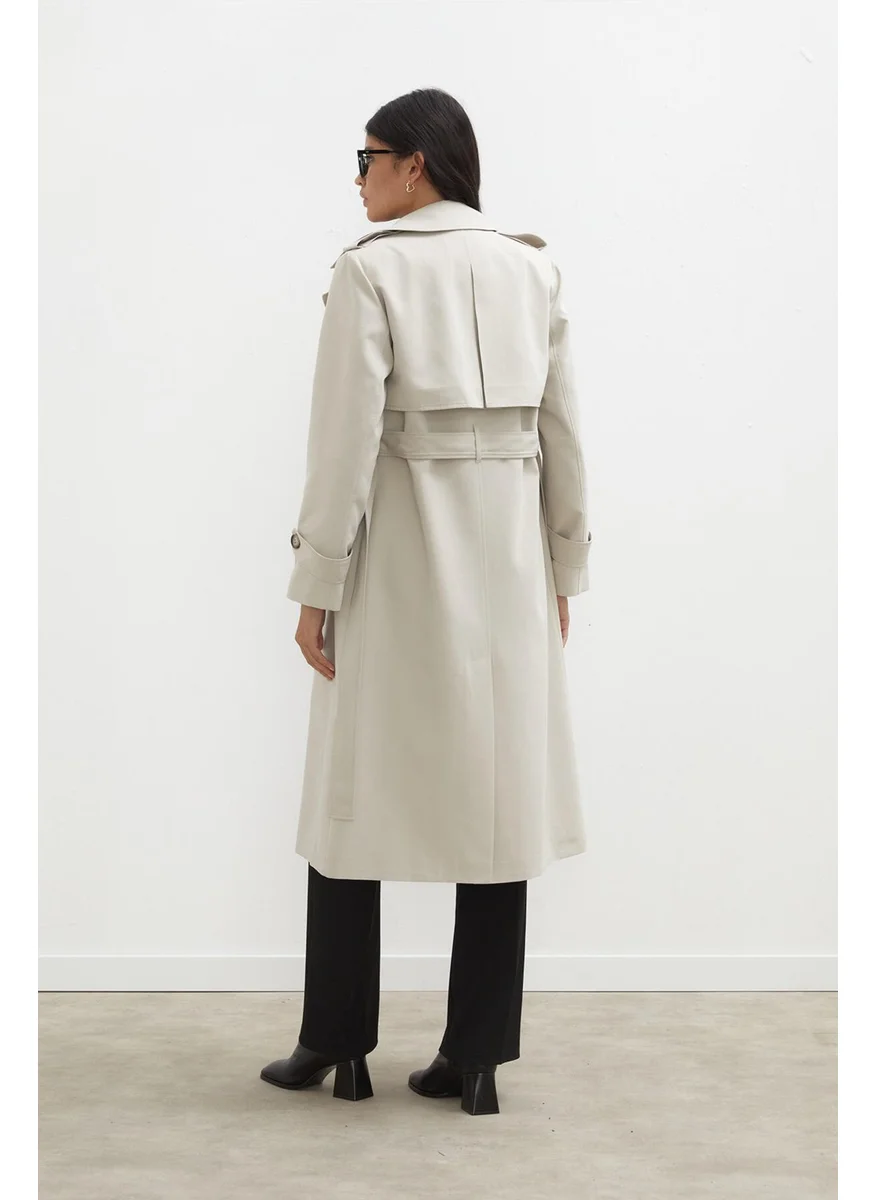 Manuka Diana Double Breasted Fit Trench Coat Stone