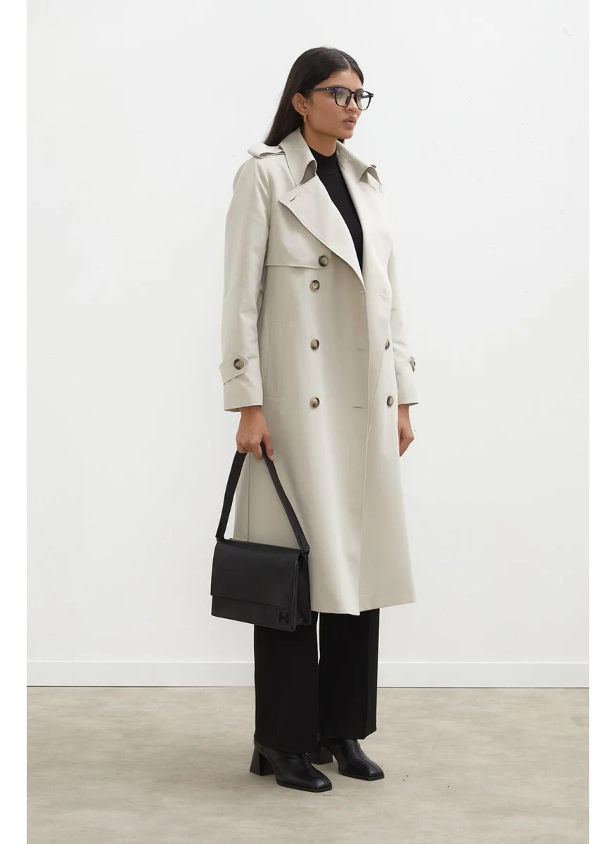 Manuka Diana Double Breasted Fit Trench Coat Stone