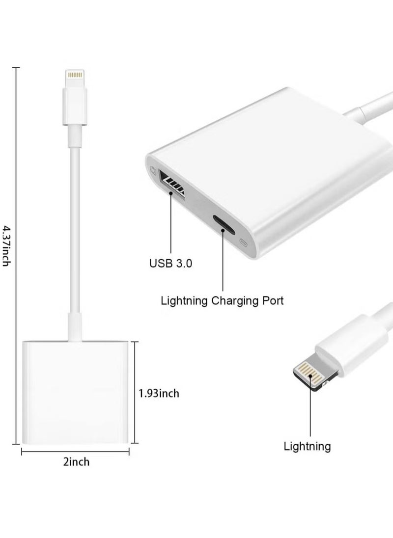 LIXES - USB And Camera To Lightning Adapter White - Image 1
