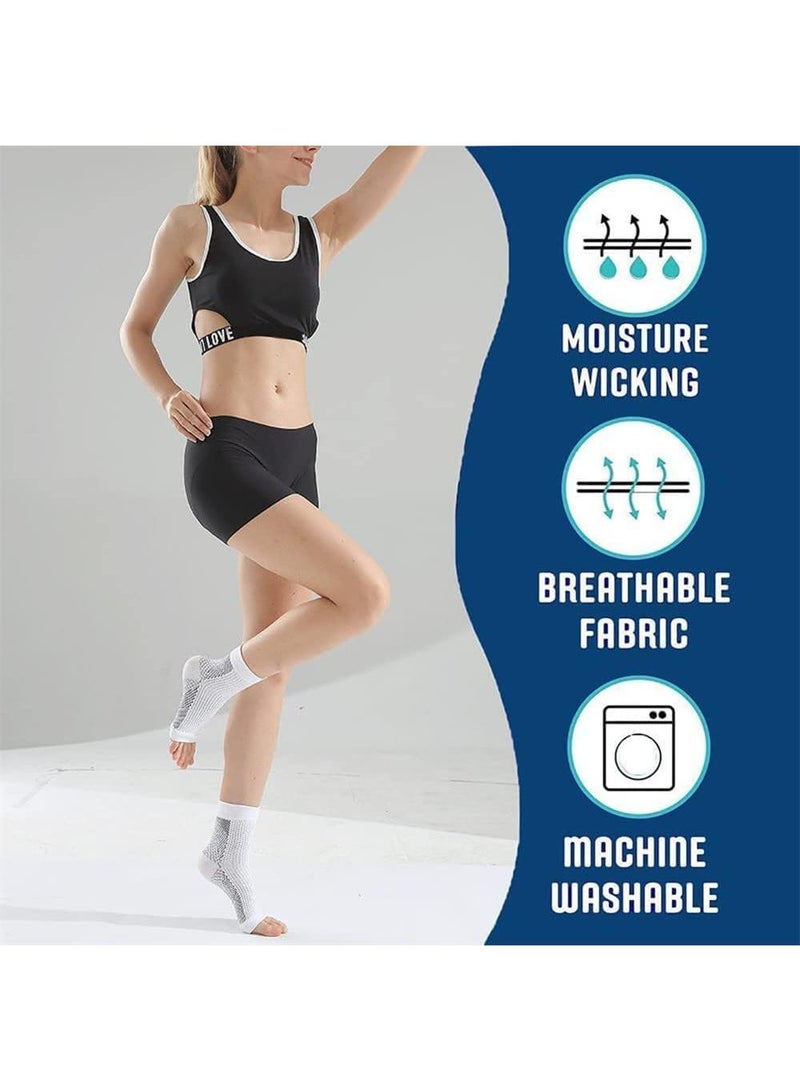 Sweet seven 3 Pairs of Therapeutic Socks for Pain Relief and Support - Ankle Brace, Compression Socks for, Tendonitis, and Plantar Fasciitis -Unisex Design (S-M, Black, Black Orange, Black White ) - Image 4