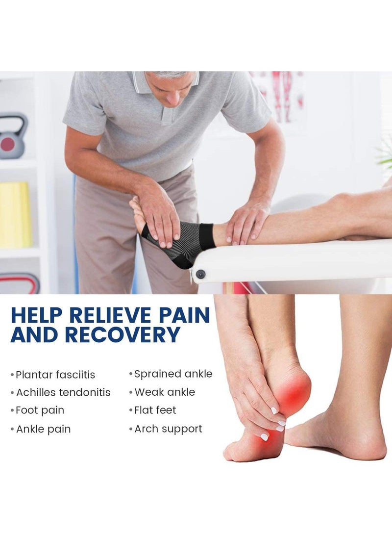 Sweet seven 3 Pairs of Therapeutic Socks for Pain Relief and Support - Ankle Brace, Compression Socks for, Tendonitis, and Plantar Fasciitis -Unisex Design (S-M, Black, Black Orange, Black White ) - Image 5