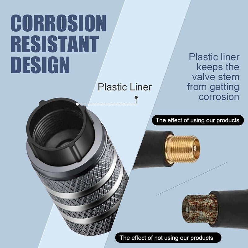DECURCAR Tire Valve Stem Cap Cover - (12 Pack) Tire Air Caps Metal with Plastic Liner Corrosion Resistant Leak-Proof for Car Truck Motorcycle SUV and Bike - Image 2