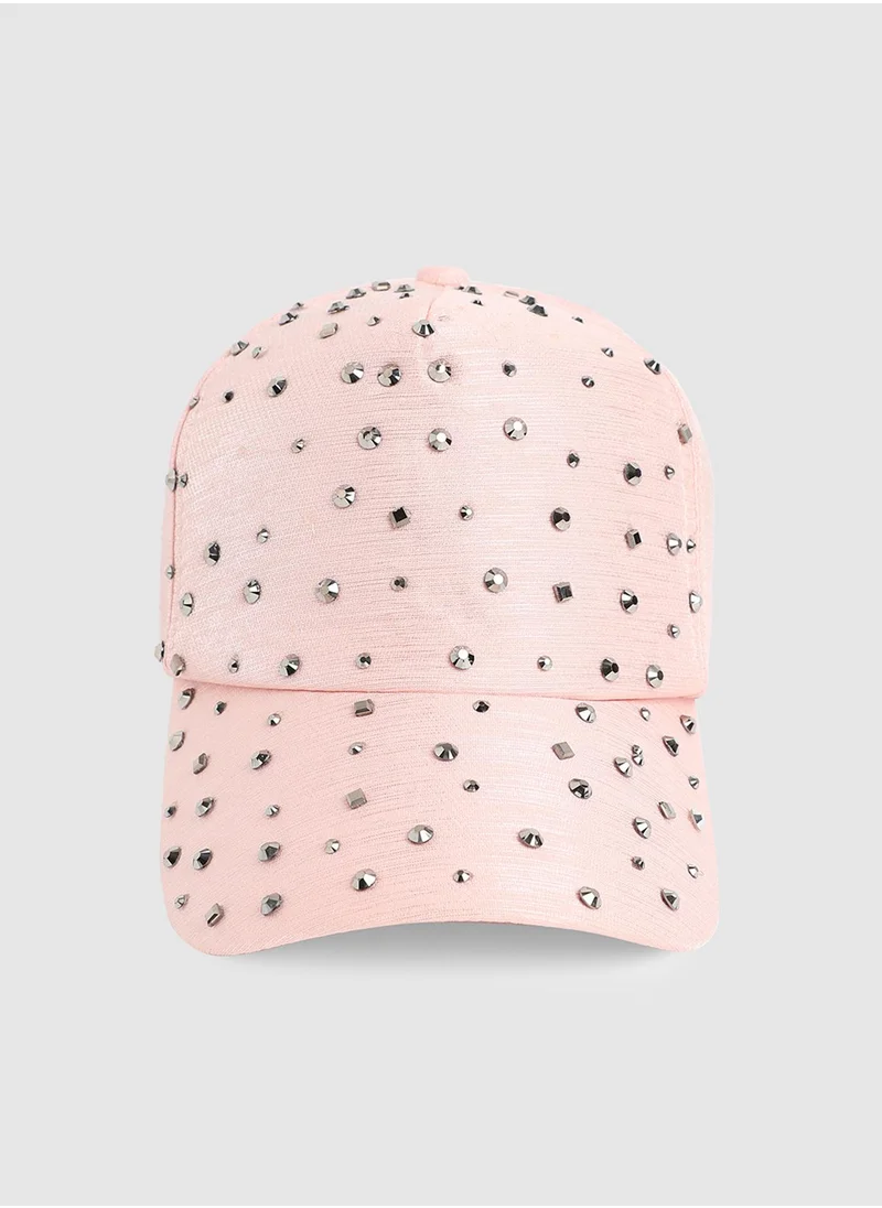 Haute Sauce Maxi Studded Baseball Cap - Baby Pink