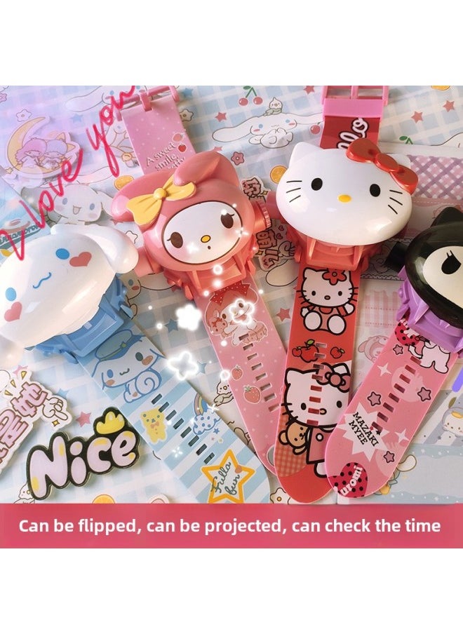 ماركة غير محددة ساعة لعبة فليب كارتونية لطيفة للأطفال 24 ساعة عرض من سلسلة Sanrio ساعة مضيئة بالجملة - اللون: Little Pony [24 عرض + وقت المشاهدة]] - المواصفات: حقيبة شفافة Opp  - Image 4