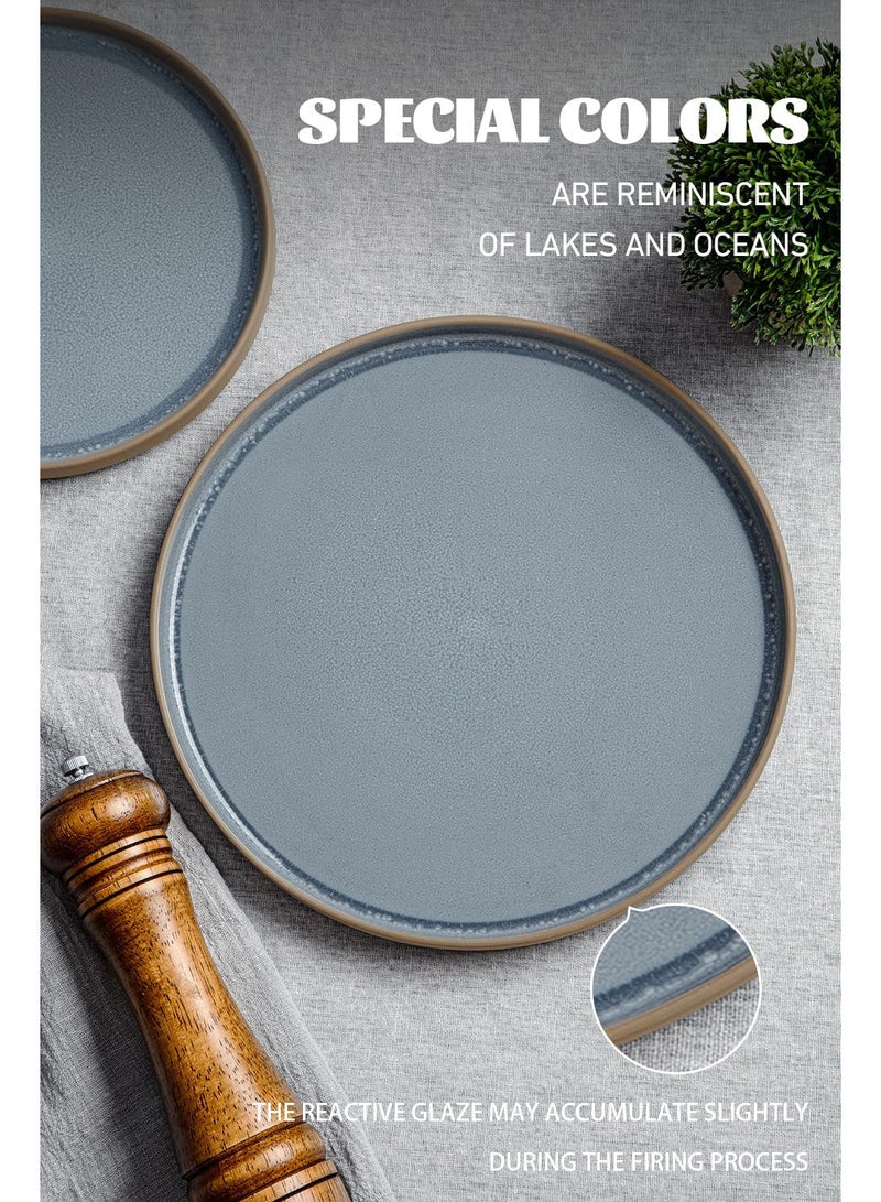 Famiware Annecy 18 Piece Double Reactive Glaze Handmade Dinnerware Set, Set for 6, Scratch Resistant, Microwave & Dishwasher Safe, Grey-Blue - Image 5