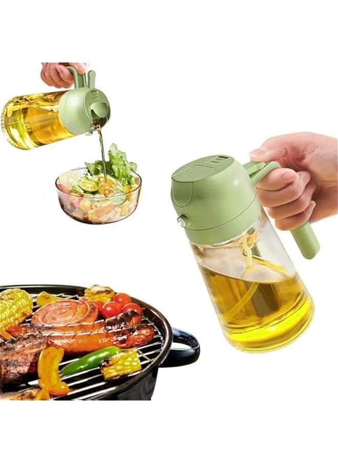 HOOKOR 17oz Oil Dispenser Bottle - 2 in 1 Olive Oil Dispenser and Oil Sprayer - 500ml Glass Oil Bottle - Oil Sprayer for Cooking, Kitchen, Salad, Barbecue,Food-grade Oil Mister (Green)  - Image 1