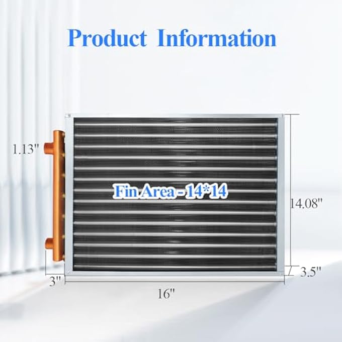 WATER TO AIR HEAT EXCHANGER 14X14 1" COPPER PORTS HOT WATER COIL OUTDOOR WOOD FURNACE (HTL14X14) - Image 2