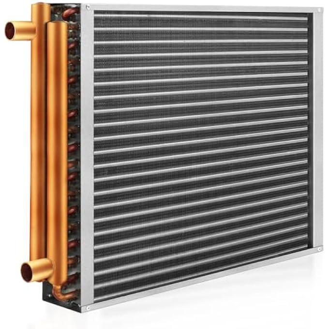 WATER TO AIR HEAT EXCHANGER 14X14 1" COPPER PORTS HOT WATER COIL OUTDOOR WOOD FURNACE (HTL14X14) - Image 1
