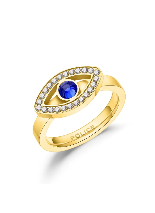 بوليس Eye Gold Plated Ladies Finger Ring With Blue and White Crystals 52PEJLF0003110