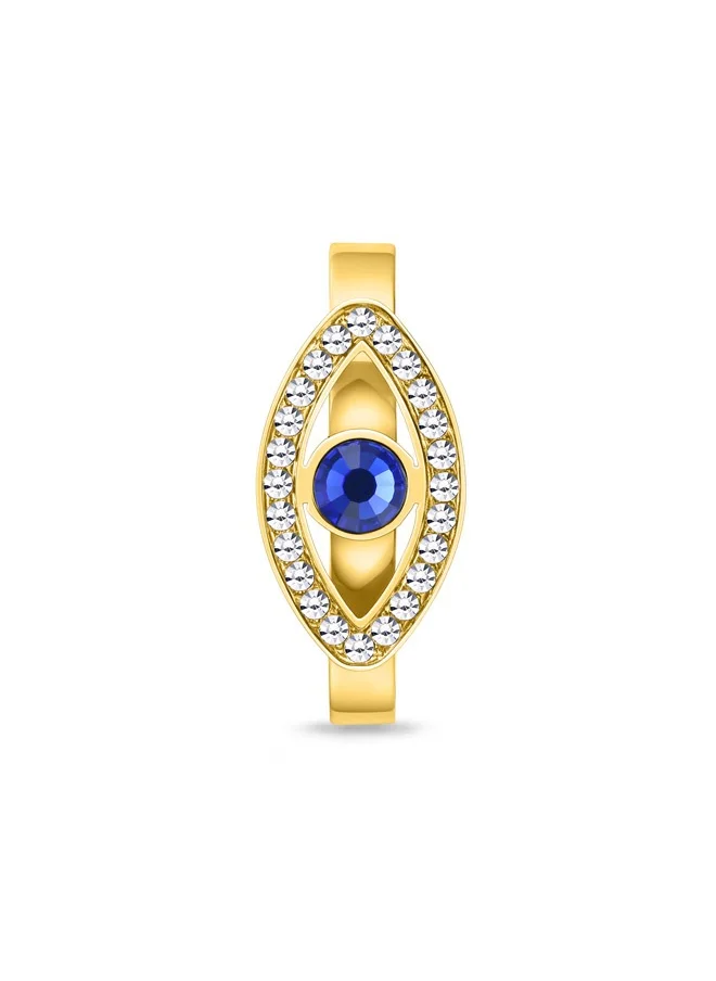 بوليس Eye Gold Plated Ladies Finger Ring With Blue and White Crystals 52PEJLF0003110