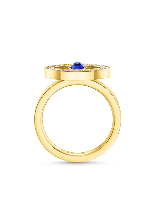 Police  Eye Gold Plated with Blue and White Crystals Ring for Women 52mm for Women | Best Price UAE
