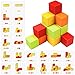 NiToy Wooden Cube Toy 16PCS Building Blocks for Kids 40 Pattern Cards and Storage Pouch 4 Colors 3D Space Stacking Game STEM Educational Preschool Learning Sensory Toy Counting Math Color Cognition - Image 2