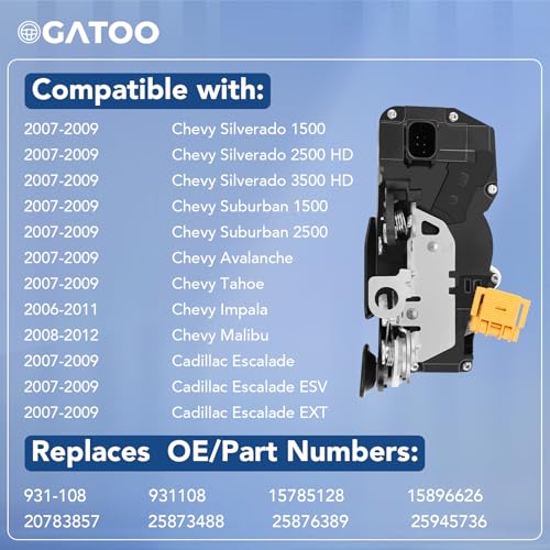 OGATOO Rear Left Driver Side Door Lock Latch Actuator Fir for Chevy Tahoe Silverado 1500 2500 Suburban Avalanche GMC Sierra Yukon XL Cadillac Escalade 2007 2008 2009, 08-2012 Chevy Malibu，06-12 Aura Impala - Image 3
