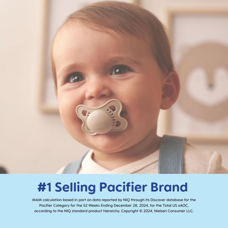 MAM Original Matte Baby Pacifiers, Binky for Boys 0-6 Months, BPA-Free Silicone Nipple, Easy to Clean, Best for Newborn Babies, Developed with Medical Experts, 4 Count Binkies - Image 2