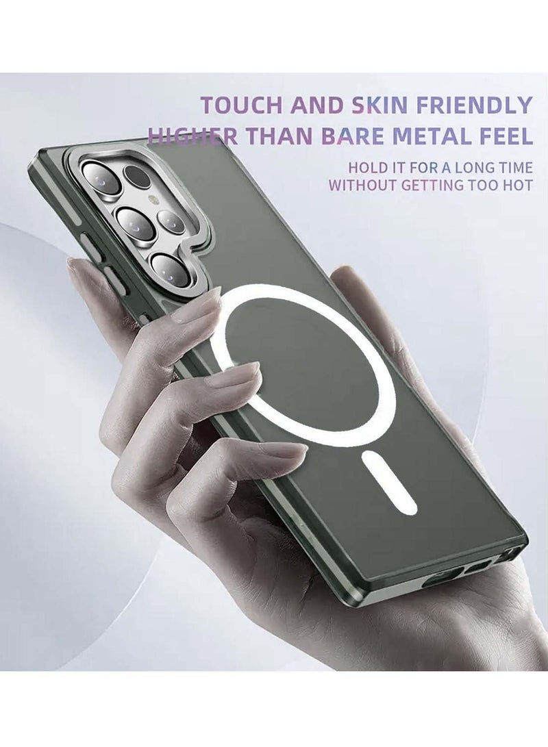 Techie جراب خلفي شفاف من ماج سيف مع واقي معدني بارز لعدسة الكاميرا لهاتف سامسونج جالكسي S24 ألترا 2024 - حماية من السقوط بدرجة عسكرية، ومضاد لبصمات الأصابع ومضاد للاصفرار - رمادي غير لامع - Image 2