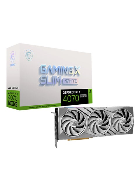 GeForce RTX 4070 Super Gaming X Slim, 12GB GDDR6X 192-Bit Memory, 2640 MHz Boost Clocks, 21Gbps Memory Speed, 7168 CUDA Cores, PCI Express Gen 4, 3x DP / HDMI | 912-V513-632 white