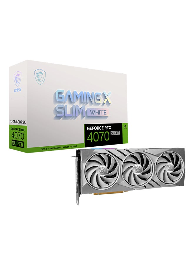 GeForce RTX 4070 Super Gaming X Slim, 12GB GDDR6X 192-Bit Memory, 2640 MHz Boost Clocks, 21Gbps Memory Speed, 7168 CUDA Cores, PCI Express Gen 4, 3x DP / HDMI | 912-V513-632 white