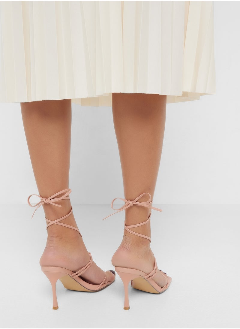 Ginger Square Toe Strappy Tie Up Heel Sandal  - Image 2
