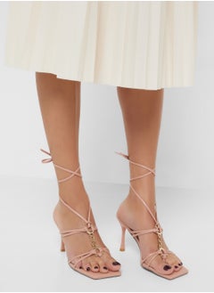 Ginger Square Toe Strappy Tie Up Heel Sandal  - Image 1