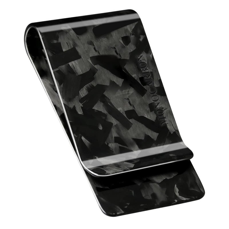 MONOCARBON Carbon-Fiber-Money-Clip-for-Men, Minimalist-Money-Holder for Cash, Strong Elastic Carbon-Fiber-Wallet, Slim and Durable.(Forged Carbon Glossy Black) - Image 1