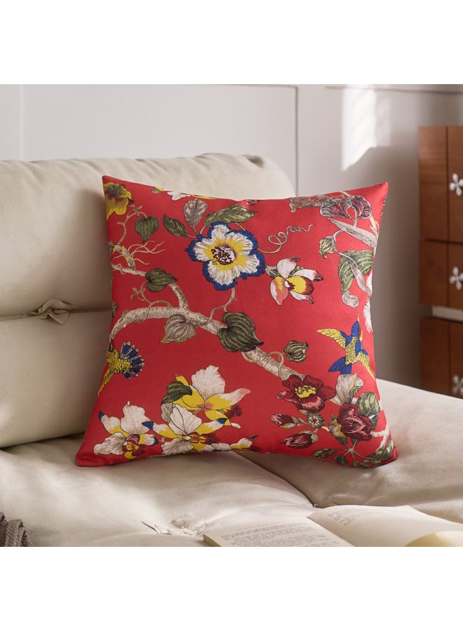 New Chinese Style Pillow Case Flower And Bird Printing Cotton Linen Style Redwood Sofa Decorative Pillow Soft Bag Back Cushion Living Room Pillow
