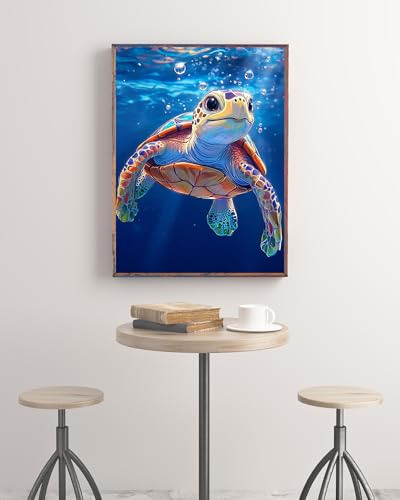 KINPLUB Sea Turtle Diamond Painting Kits for Adults Beginners, Turtle Diamond Art Kits for Adults, DIY Full Drill Round Gem Art Dots for Home Wall Decor 12x16 Inch - Image 5