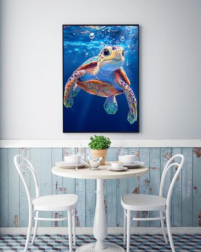 KINPLUB Sea Turtle Diamond Painting Kits for Adults Beginners, Turtle Diamond Art Kits for Adults, DIY Full Drill Round Gem Art Dots for Home Wall Decor 12x16 Inch - Image 3