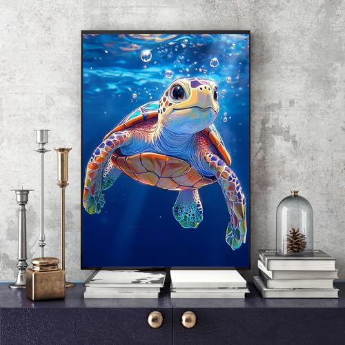 KINPLUB Sea Turtle Diamond Painting Kits for Adults Beginners, Turtle Diamond Art Kits for Adults, DIY Full Drill Round Gem Art Dots for Home Wall Decor 12x16 Inch - Image 2