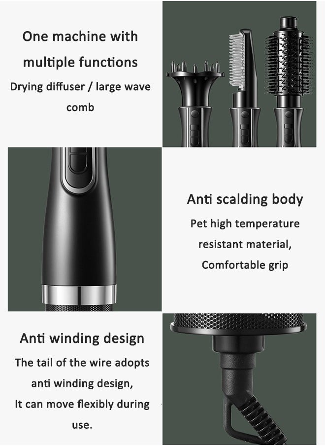 Arabest - 3 In 1 One Step Blow Dryer Brush Hot Air Hair Dryer Salon Hair Comb Black - Image 1