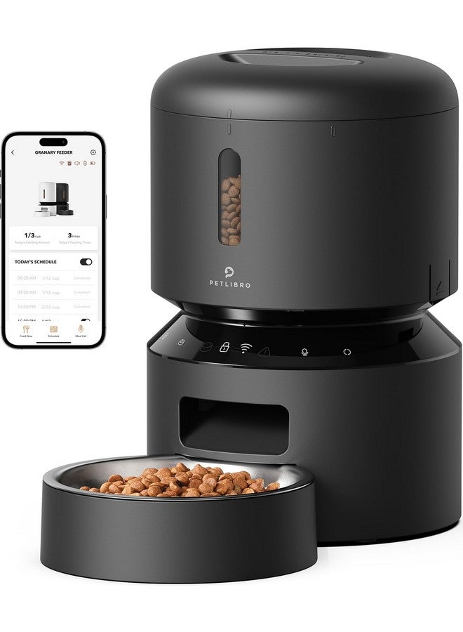 PETLIBRO Automatic Cat Feeder, 5G WiFi Automatic Pet Feeder with Freshness Preservation, 3L Timed Cat Feeders for Dry Food, Up to 48 Portions 10 Meals Per Day, Granary Pet Feeder for Cat/Dog, Black - Image 1