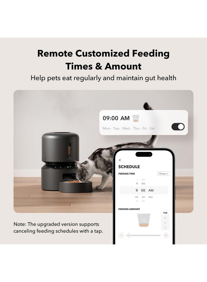 PETLIBRO Automatic Cat Feeder, 5G WiFi Automatic Pet Feeder with Freshness Preservation, 3L Timed Cat Feeders for Dry Food, Up to 48 Portions 10 Meals Per Day, Granary Pet Feeder for Cat/Dog, Black - Image 2