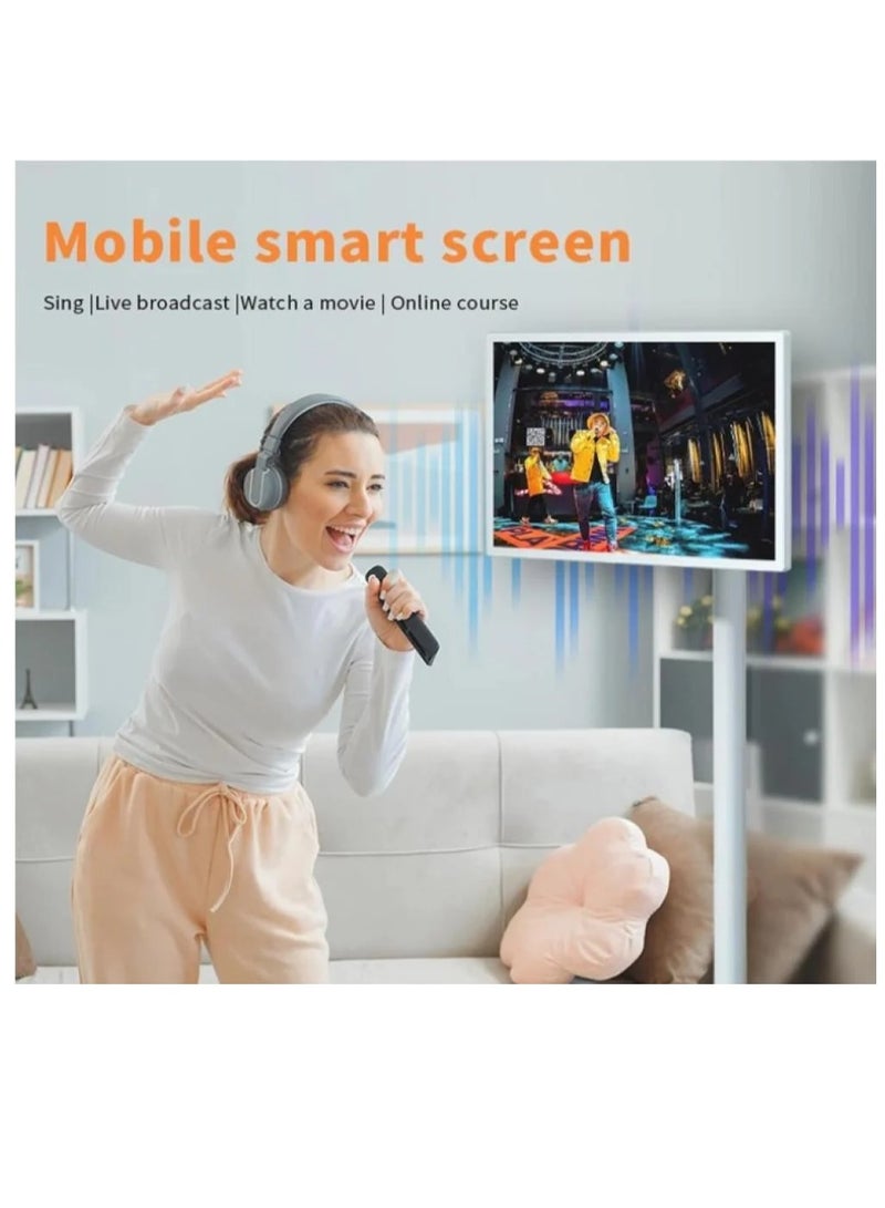 21.5 Inch TFT HD LCD Rotatable Phone Screen 6G 128G Mobile TV on Wheels for Live Streaming UK Plug 100-240V by Dpfors  - Image 1