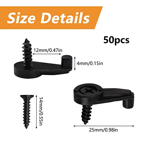 Morobor 50PCS Glass Retainer Clips Kit, 4MM Glass Panel Retainer Clips Glass Door Plastic Retainer Clips with Screws for Fixing Glass Cabinet Doors (Black) - Image 2