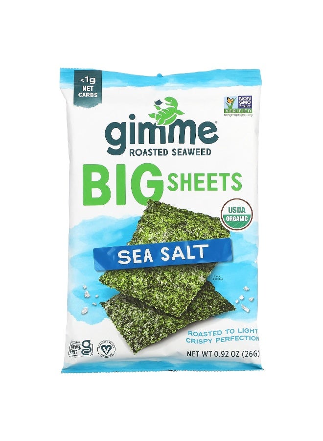 Gimme جيم مي، أعشاب بحرية محمصة، أوراق كبيرة، ملح البحر، 0.92 أونصة (26 جرام) - Image 1