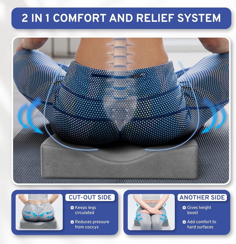 ComfySure Wedge Car Height Booster Seat Cushion - Office Chair Cushion - Memory Foam Tailbone Pain Relief Cushion for Driving, Office, Gaming Chair - Orthopedic Lower Back, Tailbone, Coccyx, HIPS Support - Image 2